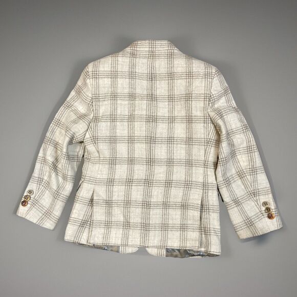 Tallia Boys Size 8 R Tan Plaid Wool Blazer Jacket Button Closure Plaid Coat - Picture 2 of 11